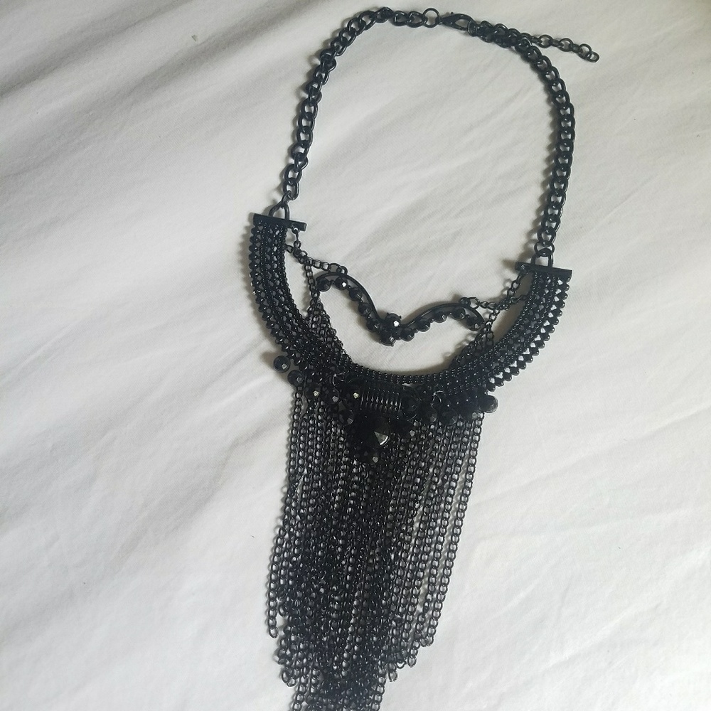 Black heart fringe necklace Jewlery